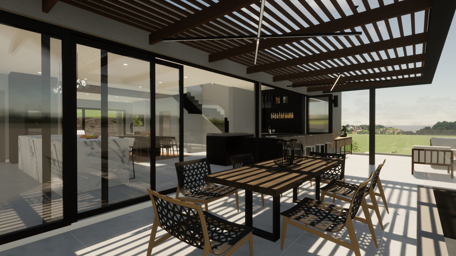 Covered terrace with ocean view